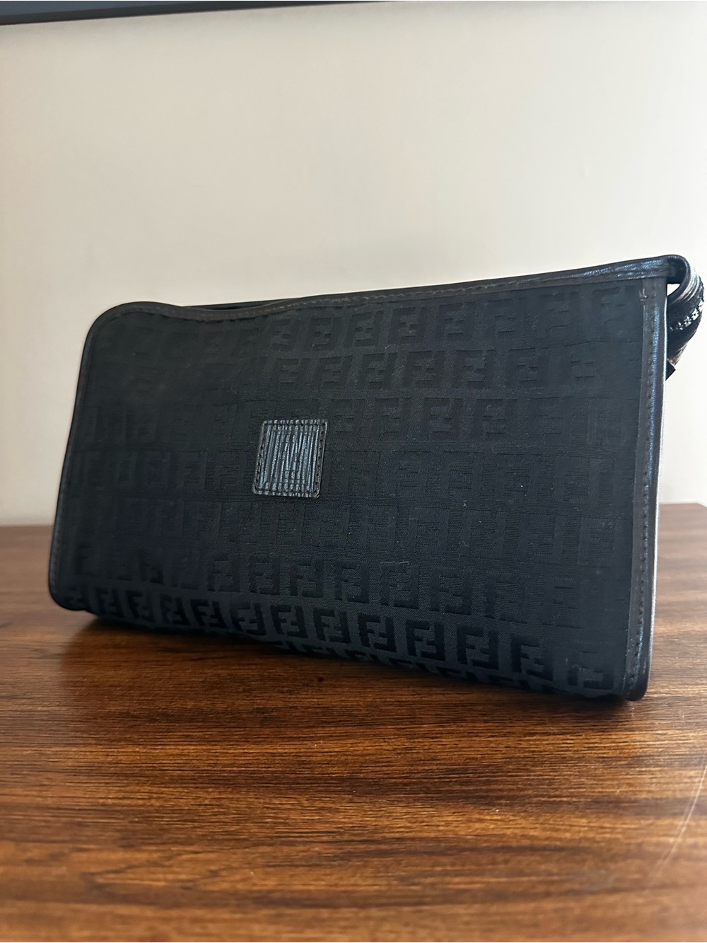 Fendi Black Zucca Vintage Clutch